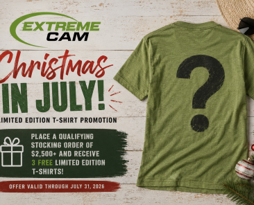 Extreme Cam Christmas in July limited edition t-shirt promotion graphic